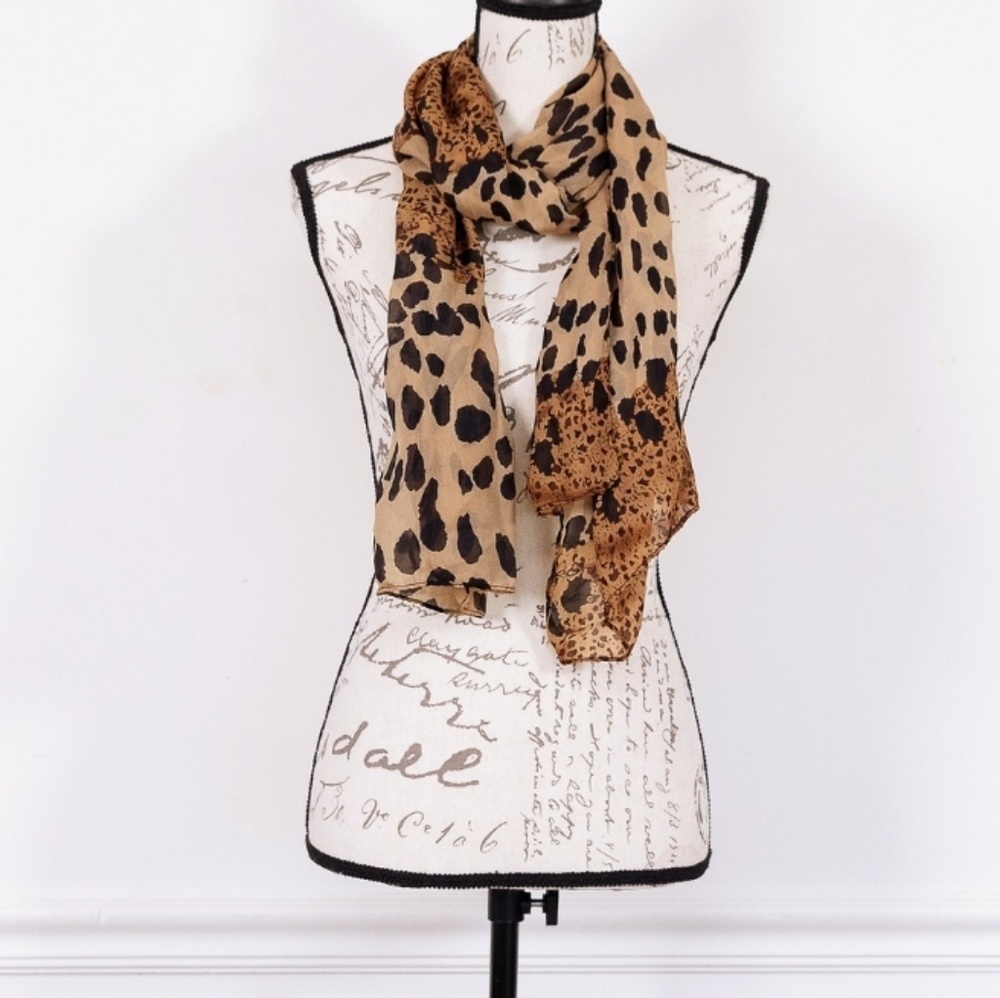 Leopard Print Sheer Scarf Chiffon Long Lightweight Animal Print hair neck 💖